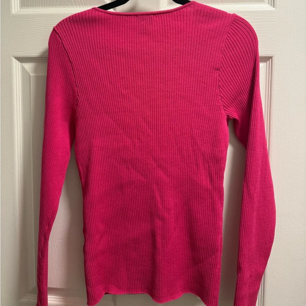 INC International Concepts - Hot Pink Ribbed Long-Sleeve Sweater - Size L - NWOT